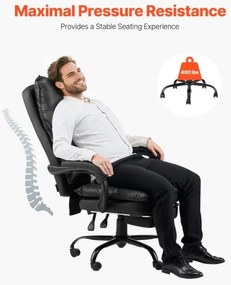 VEVOR Executive Office Chair High Back Chair with Footrest Lumbar Pillow Black