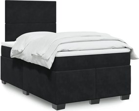 vidaXL Κρεβάτι Boxspring με Στρώμα Μαύρο 120 x 200 εκ. Βελούδινο