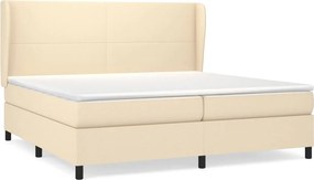 vidaXL Κρεβάτι Boxspring με Στρώμα Κρεμ 200x200 εκ. Υφασμάτινο