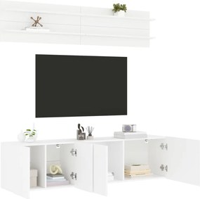 vidaXL Επιτοίχια Έπιπλα Τηλεόρασης 6 τεμαχίων από Λευκό Τεχνικά Ξύλο