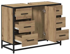 vidaXL Ντουλάπα Νιπτήρα Mπάνιου με πόρτα artisan δρυς 80 x 33 x 60 εκ