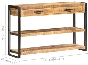 vidaXL Κονσόλα 120 x 30 x 75 εκ. από Μασίφ Ακατέργαστο Ξύλο Μάνγκο