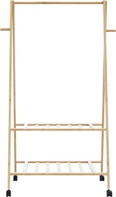 vidaXL Ράφι ρούχων με ράφια και ρόδες 96x45,5x155,5 cm Μπαμπού