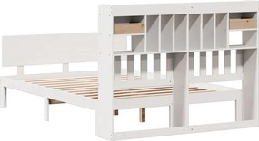 vidaXL Κρεβάτι Βιβλιοθήκη Χωρίς Στρώμα 140x200 εκ Μασίφ Ξύλο Πεύκο