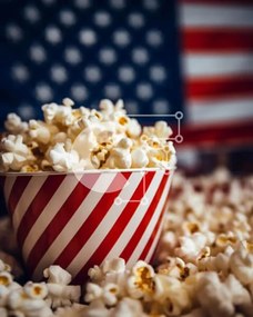 Σετ των 2 Intra Συλλεκτικό Ξύλινο Παζλ Plywood 4mm - Πατριωτικό μπολ ποπ κορν με αμερικανική σημαία Σε Ξύλινο Κουτί - Διαστάσεις: 10x10 cm – 25 κομμάτια