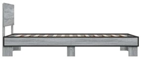 vidaXL Πλαίσιο Κρεβατιού Γκρι Sonoma 75x190 εκ. Επεξ. Ξύλο &amp; Μέταλλο
