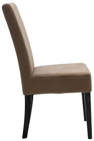 Καρέκλα Ditta pakoworld ύφασμα ανοικτό καφέ-πόδι μασίφ ξύλο μαύρο - Ύφασμα - 047-000048