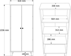 Ντουλάπι Λευκό / Δρυς IBRI 61x33x133.6