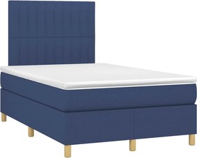 vidaXL Κρεβάτι Boxspring με Στρώμα Μπλε 120x190 εκ. Υφασμάτινο