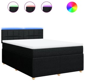 vidaXL Κρεβάτι Boxspring με Στρώμα Μαύρο 140x190 εκ. Υφασμάτινο