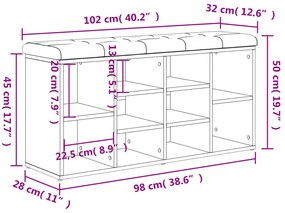 Παπουτσοθήκη Sonoma Δρυς 102x32x50 εκ. από Επεξεργασμένο Ξύλο - Καφέ