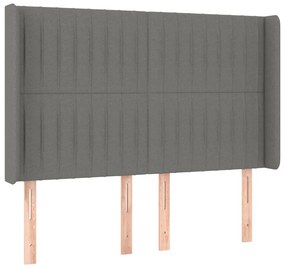 vidaXL Κρεβάτι Boxspring με Στρώμα &amp; LED Σκ.Γκρι 140x190εκ. Υφασμάτινο