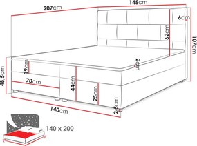 Επενδυμένο κρεβάτι Wall-Gkri-140 x 200