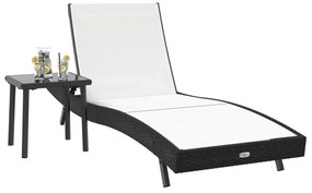 vidaXL Ξαπλώστρα 2 pcs Μαύρο, Λευκό 40 x 40 x 40.5 εκ Πολυ ράταν