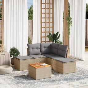 vidaXL Patio Sofa Set 5-θέσια Μίξη μπεζ και ανοιχτό γκρι