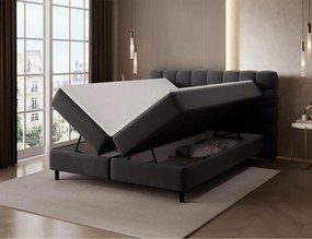 Επενδυμένο κρεβάτι Mecan-Μαύρο-160 x 200