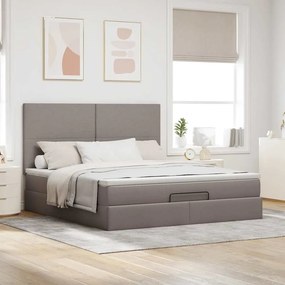 VidaXL Οθωμανικό κρεβάτι με στρώμα & LEDs Taupe 180x200cm ύφασμα