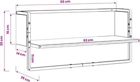 vidaXL Ράφι Τοίχου Artisan δρυς 65 x 25 x 30 cm μέταλλο PB
