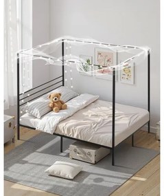 VEVOR Queen Size Canopy Bed Frame Metal Canopy Bed with Four Posters Black