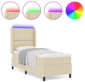 vidaXL Κρεβάτι με Βάση και Στρώμα & LED Κρεμ 80x200 εκ. Ύφασμα