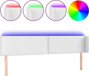 vidaXL Κεφαλάρι Κρεβατιού LED Λευκό 203x16x78/88 εκ. Συνθετ. Δέρμα