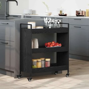 vidaXL Καρότσι Κουζίνας Μαύρη δρυς 70 x 30 x 82 εκ Επεξεργασμένο ξύλο