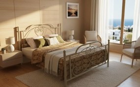 Κρεβάτι Έλλη-110x190-Εκρού-Με ποδαρικό