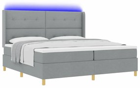 vidaXL Κρεβάτι με ελατήρια με στρώμα Ανοιχτό γκρι 200 x 200 cm ύφασμα