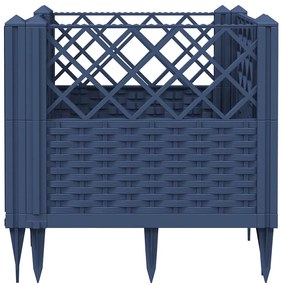vidaXL Ζαρντινιέρα με Πασσάλους Μπλε Γκρι 43,5x43,5x43,5 εκ. Πολυπροπυλένιο