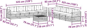 vidaXL Σειρά Καναπέ Εξωτερικού με μαξιλάρι 9 pcs Φυσικό και Μπεζ