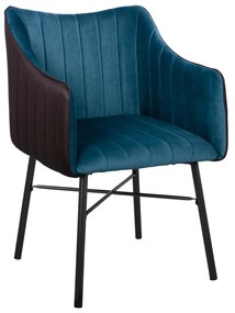 Armchair Allysa  from velvet blue with grey PU 57x58x88cm