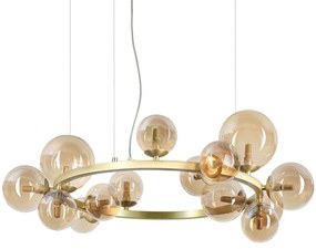 Φωτιστικό Οροφής Perlage 322797 Φ85x230cm 14xG9 15W Brass-Amber Ideal Lux