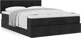 vidaXL Οθωμανικό κρεβάτι με στρώμα Μαύρο 140x200cm Ύφασμα