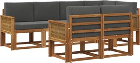 vidaXL Σειρά Καναπέ Εξωτερικού 7 pcs Φυσικό και Ανθρακί Πολυεστέρας