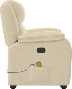 vidaXL Πολυθρόνα Μασάζ Ανακλινόμενη Κρεμ Υφασμάτινη