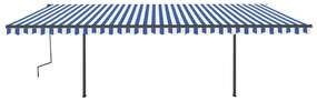 vidaXL Τέντα Συρόμενη Αυτόματη με Στύλους Μπλε / Λευκό 6 x 3,5 μ.