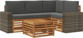vidaXL Σειρά Καναπέ Εξωτερικού 5 pcs Φυσικό και Ανθρακί