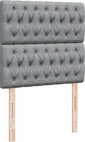 vidaXL Κρεβάτι Boxspring με Στρώμα Ανοιχτό Γκρι 90x190 εκ. Υφασμάτινο