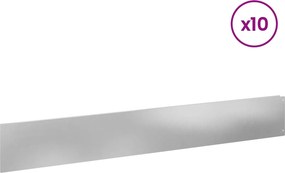 vidaXL Περίγραμμα γκαζόν 10 τμχ. 100 x 15 cm Ανοξείδωτο Ατσάλι Ασημί