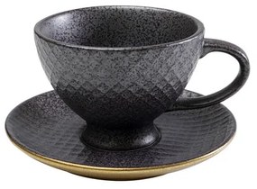 Κούπα Καφέ Και Πιατάκι Diva Μαύρα/Χρυσά 13,5x10x7,5 εκ. - Μαύρο
