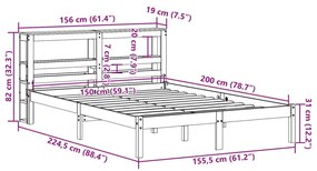 Σκελετός Κρεβατιού Χωρίς Στρώμα 150x200 εκ Μασίφ Ξύλο Πεύκου - Καφέ