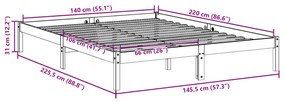 ΠΛΑΙΣΙΟ ΚΡΕΒΑΤΙΟΥ ΜΑΚΡΥ ΧΩΡΙΣ ΣΤΡΩΜΑ 140X220 ΕΚ ΜΑΣΙΦ ΠΕΥΚΟ 852420