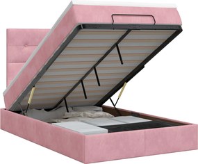 vidaXL Κρεβάτι Ottoman με στρώμα Ροζ 120 x 200 cm Βελούδο