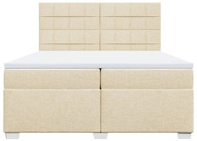 vidaXL Κρεβάτι Boxspring με Στρώμα Κρεμ 200x200 εκ. Υφασμάτινο