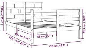 Πλαίσιο Κρεβατιού Λευκό 120 x 200 εκ. από Μασίφ Ξύλο Πεύκου - Λευκό