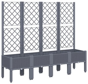 Ζαρντινιέρα Κήπου με Καφασωτό Γκρι 160x40x142 εκ. από PP - Γκρι