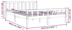 Πλαίσιο Κρεβατιού Μαύρο 120 x 200 εκ. από Μασίφ Ξύλο - Μαύρο