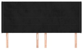 vidaXL Κεφαλάρι με Πτερύγια Μαύρο 183x16x118/128 εκ. Βελούδινο
