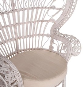 ΠΟΛΥΘΡΟΝΑ ROYAL PEACOCK HM9342.02 RATTAN ΣΕ ΛΕΥΚΟ-ΜΑΞΙΛΑΡΙ ΛΕΥΚΟ 114x72x150Yεκ.