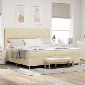 vidaXL Κρεβάτι με ελατήρια με στρώμα Κρεμ 200 x 200 cm ύφασμα